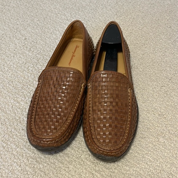Tommy Bahama Men 10M Brown Leather ORSON Woven Venetian Loafers - Picture 1 of 6